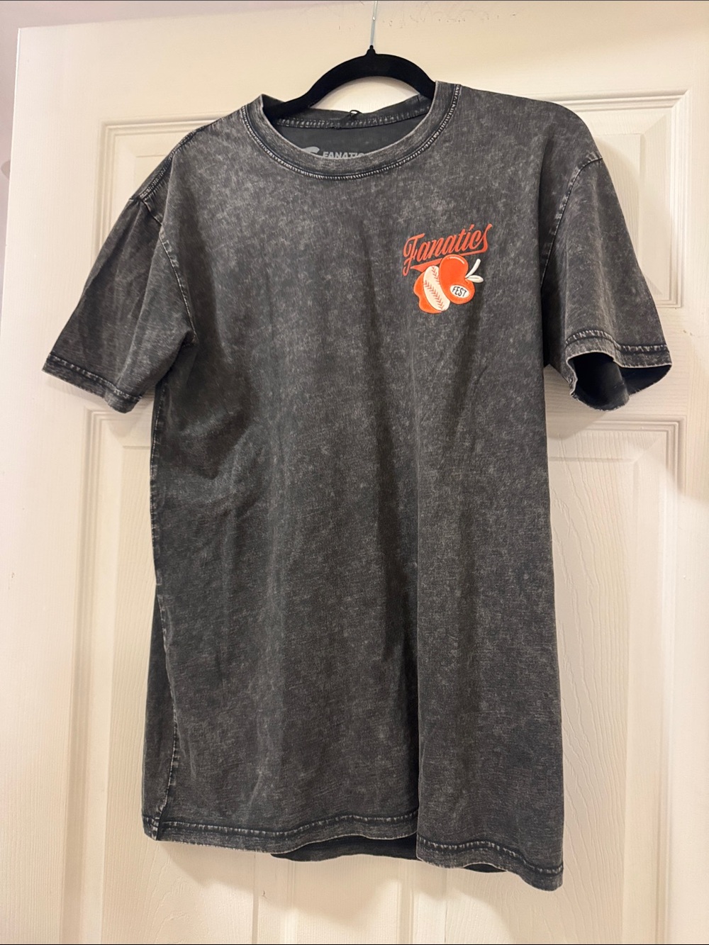 Fanatics  Black Mineral-Wash Tee with Orange Logo